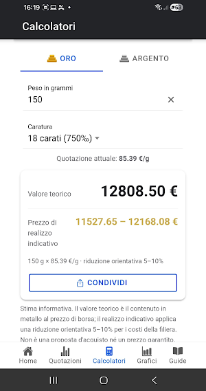 Valutazione Oro Screenshot 2