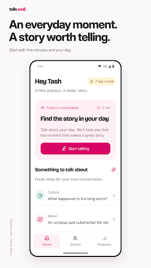 Tells Well: Voice Story Coach Screenshot 1