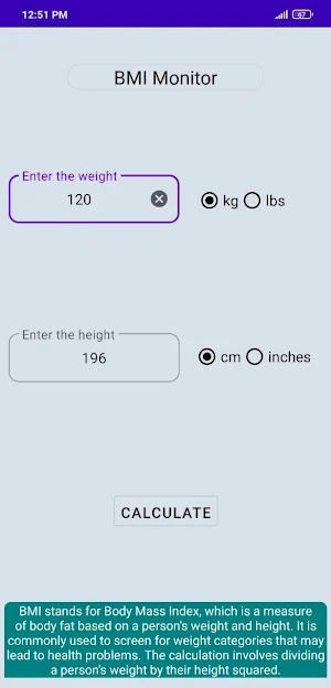 BMI monitor Screenshot 2
