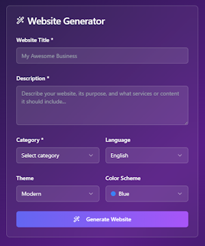 MASTER WEBSITE AI GENERATOR Screenshot 1