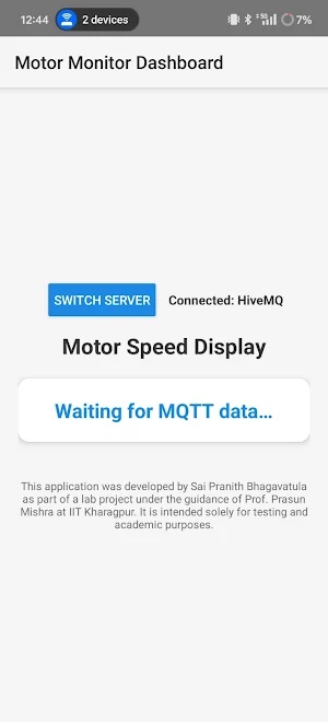 Motor Monitoring Dashboard Screenshot 0