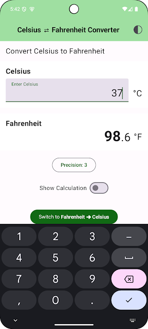 Celsius-Fahrenheit Converter Screenshot 1