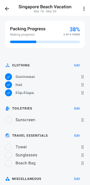 Smart Travel Checklist Screenshot 1