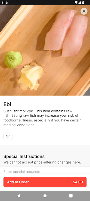 NorthFresh Sushi Screenshot 2