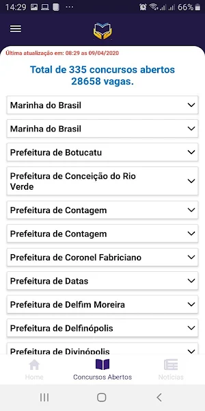 Concursos na Mão - Abertos Previstos e Noticias Screenshot 3