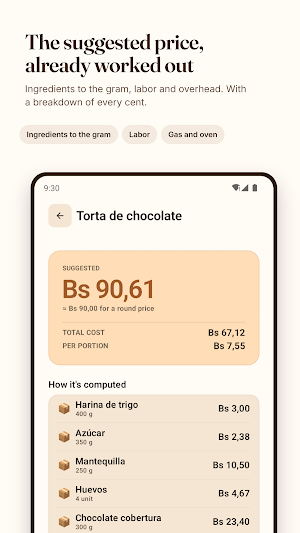 Recetable: recipe costing Screenshot 2