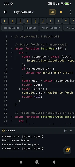JavaScript Editor — React IDE Screenshot 3