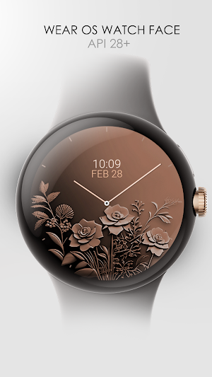 Rose Gold Flowers 3 watch face Screenshot 0