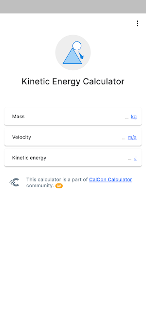 Kinetic Energy Calculator Screenshot 0