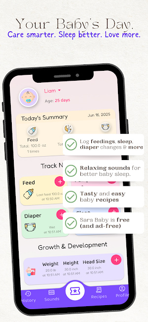 Sara Baby Tracker & Sounds Screenshot 0
