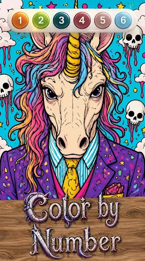 Creepy Unicorn Color by Number Screenshot 3