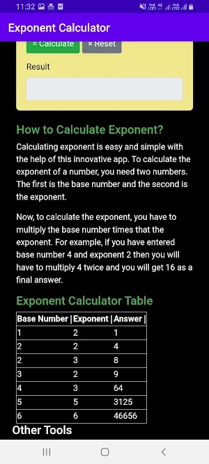 Exponent Calculator Screenshot 2