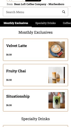 Bean Loft Coffee Company Screenshot 1