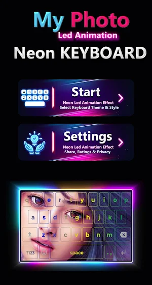 Neon Photo Keyboard LED Theme Screenshot 0