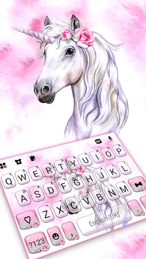Rose Pink Unicorn Keyboard Background Screenshot 0