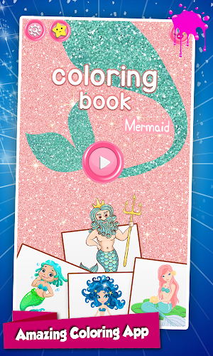 Mermaid Coloring Pages Glitter Screenshot 0