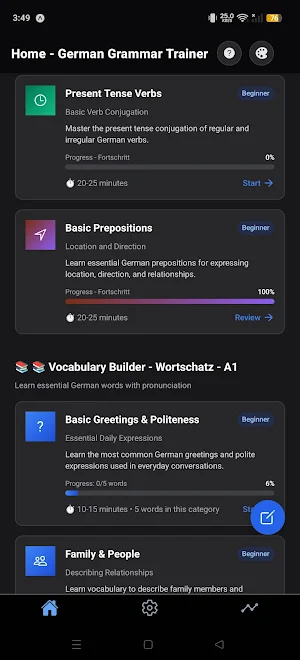 A1-A2 German Grammar Trainer Screenshot 3