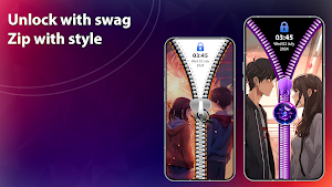 Zipper Lock Screen 3D Themes Screenshot 0