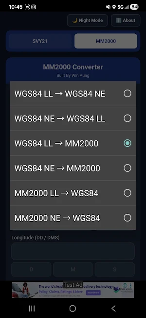 SVY21/MM2000 GPS Converter Screenshot 1