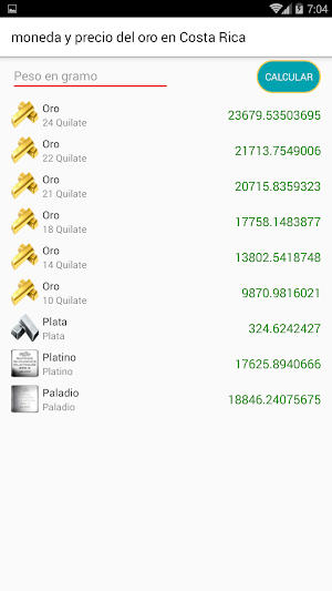 moneda y precio del oro en Cos Screenshot 3