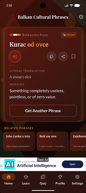 Balkan Cultural Phrases Screenshot 1