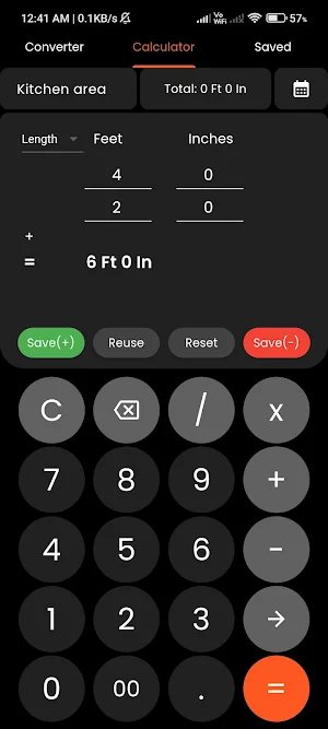 Feet & Inch Calculator Plus Screenshot 1