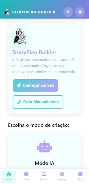 Criador de Planos de Estudo Screenshot 0