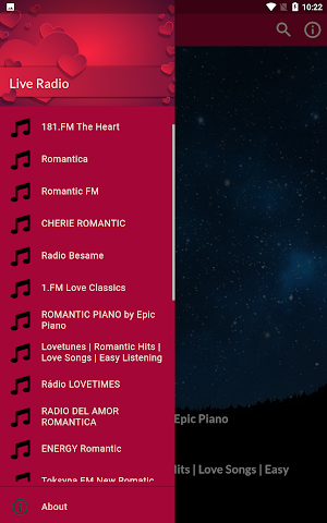 Romantic Music Radio - Ballads Screenshot 1