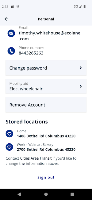 CAT Paratransit Screenshot 3
