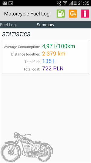 Motorcycle Fuel Log - Donate Screenshot 1