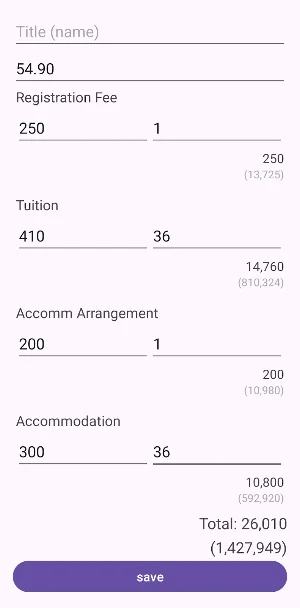 Study Abroad Calculator Screenshot 1
