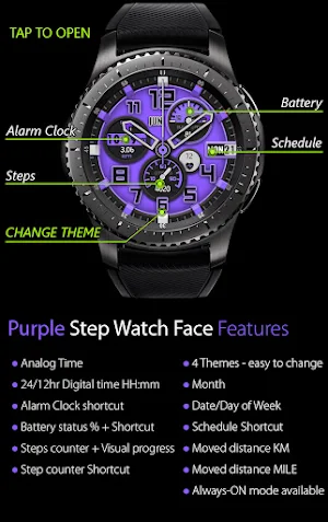 Purple Step Watch Face Screenshot 1