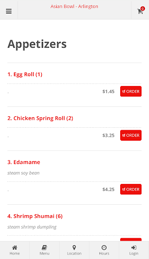 Asian Bowl Arlington Ordering Screenshot 1