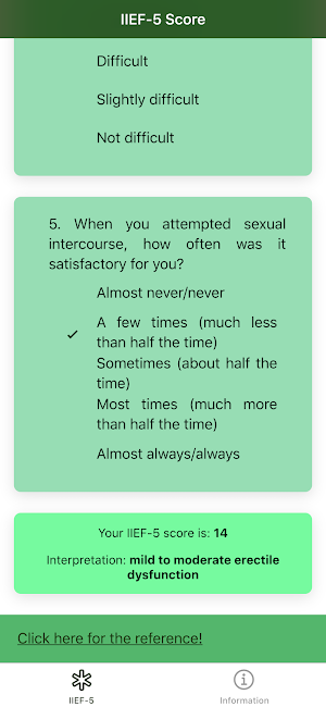 IIEF-5 for Erectile Dysfunction - Mens Health Screenshot 1