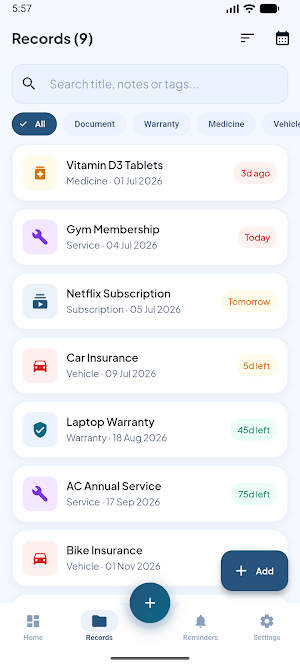 Renewly:  Expiry Tracker Screenshot 1