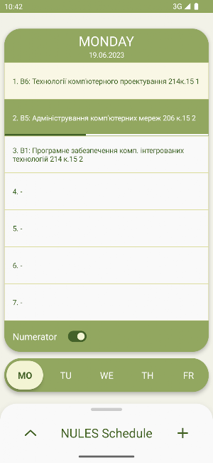NULES Schedule Screenshot 0