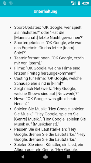 Befehle für Google Home Screenshot 2