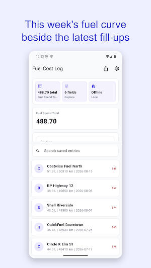 Fuel Cost Log Screenshot 3
