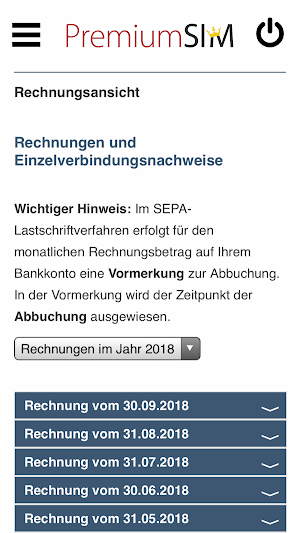 PremiumSIM Servicewelt Screenshot 1