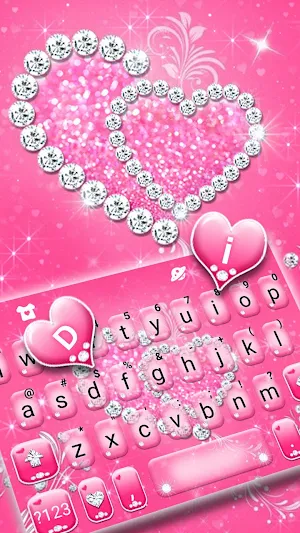 Pink Love Diamonds Keyboard Theme Screenshot 1