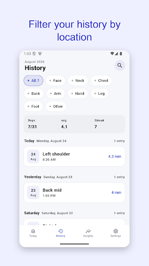 Mole & Skin Spot Log Screenshot 2