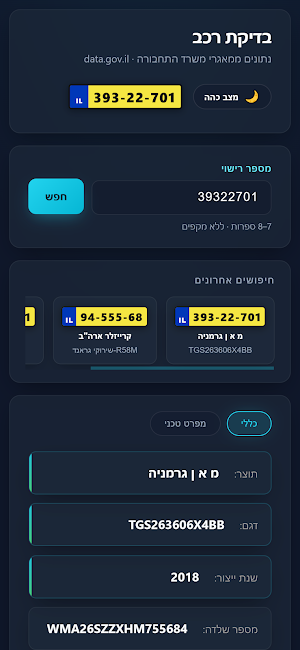 פרטי מספר רישוי Screenshot 0