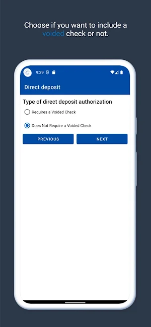 Direct Deposit Authorization Screenshot 2