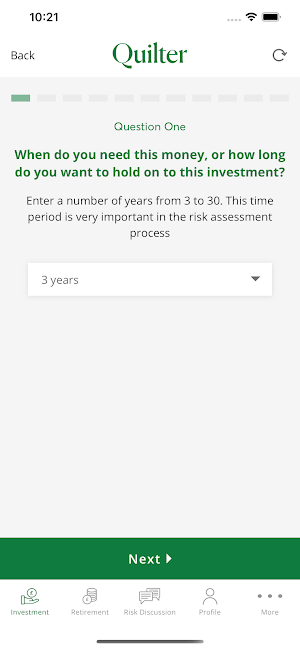 Platform Risk profiler Screenshot 1