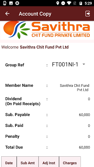 Savithra Chits Member Module Screenshot 3