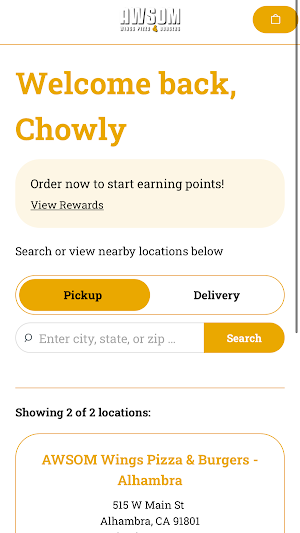Awsom Wings Pizza and Burgers Screenshot 1