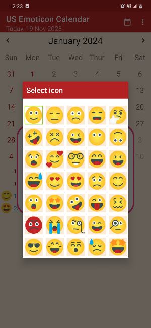 US Emoticon Calendar Screenshot 1