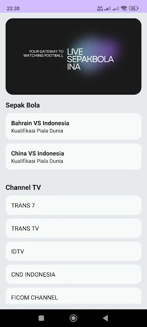 Live Sepakbola - TV INDONESIA Screenshot 1