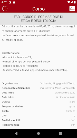 Fondazione Negrelli dell’Ordine degli Ingegneri Screenshot 1