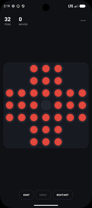 Solo Test: Peg Solitaire Screenshot 2